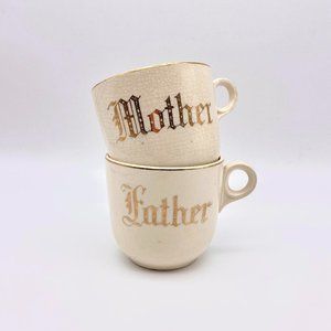 Vintage 1940s Mother and Father Mugs - Set of 2 - Mother Mug - Father Mug